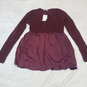NWT It's Our Time Maroon Sweater Romantic Flowy Knit Party Dressy Dress‎ Tunic M
